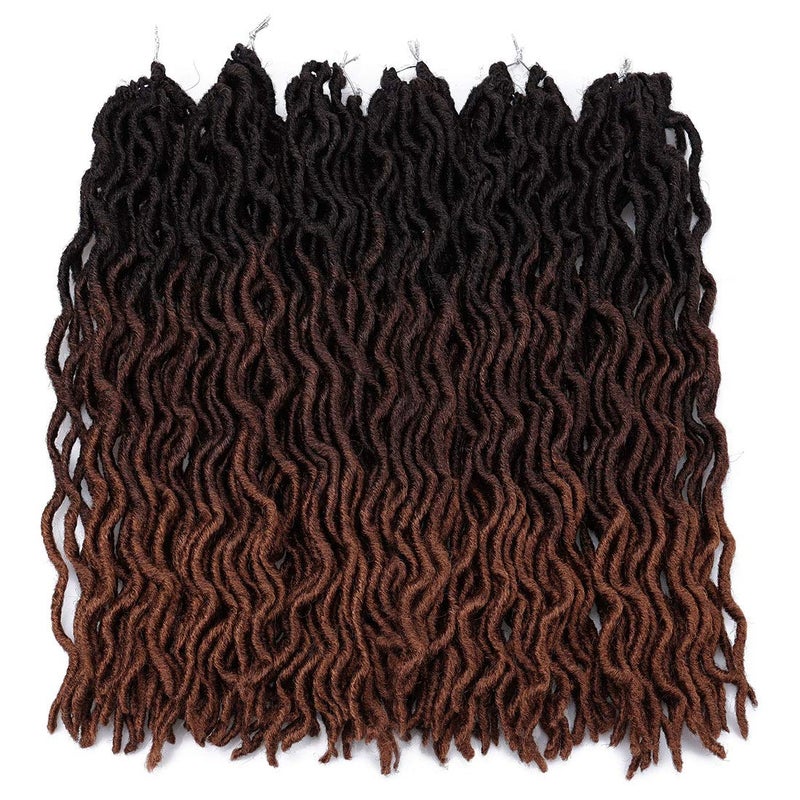 Liyate 18 Inch Goddess Faux locs Crochet Hair 6 Packs/Lot Soft Gypsy Locs Wavy Crochet Braids Dreadlocks 3Tone Curly Wavy Twist Braiding Hair Extensions African Roots Braidï¼ˆ# 1B/4/30#) - Image 3
